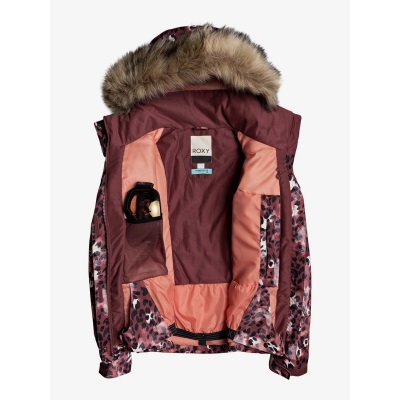 Roxy Women s Jet Ski Jacket Oxblood Red Leopold ALL RIDE SKATE SURF SNOW