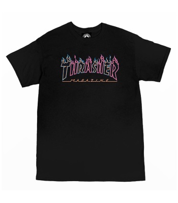 Thrasher DOUBLE FLAME LOGO T-Shirt - BLK 短袖T恤
