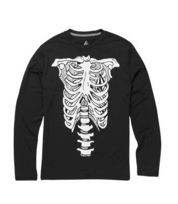 Volcom Big Boy's Skeleton Rashguard 兒童款長袖防磨/防曬衣 - Black