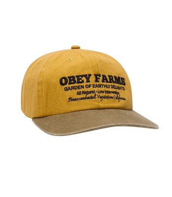 Obey Farms Pigment Strapback 6 Panel Cap 六分割帽 - Mustard Multi
