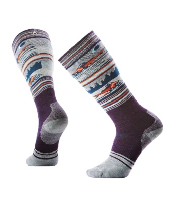 Smartwool 中量減震羊毛印花滑雪襪 - 紫雪地摩托車