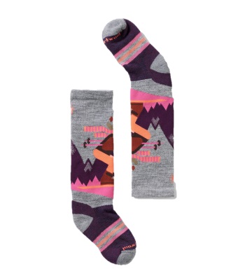 Smartwool 兒童款中量減震羊毛滑雪襪 - 麋鹿 淺灰/粉