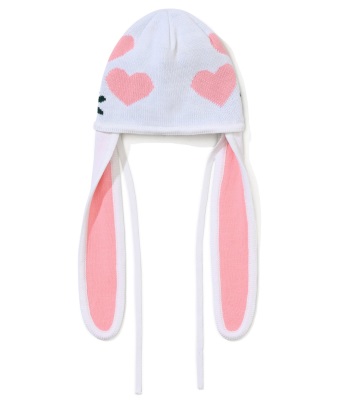 Bsrabbit Knit Bunny Earflap Beanie 遮耳毛帽 - White