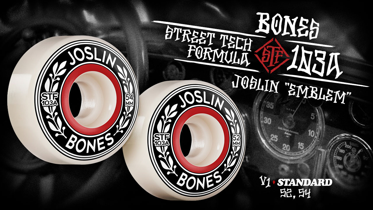 BONES WHEELS PRO STF SKATEBOARD WHEELS JOSLIN EMBLEM 54MM V1 STANDARD